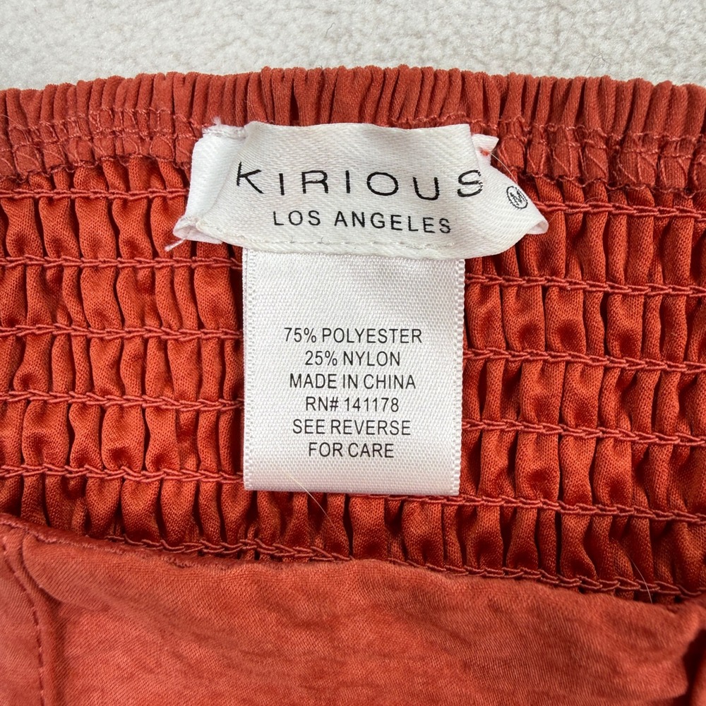 Kirious Los Angeles Rust Orange Corset‎ Crop Top Smocked Back Puff Sleeve Medium - Picture 2 of 5